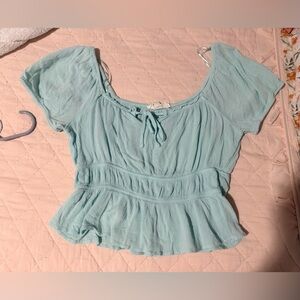 Pink Rose Light Blue Blouse